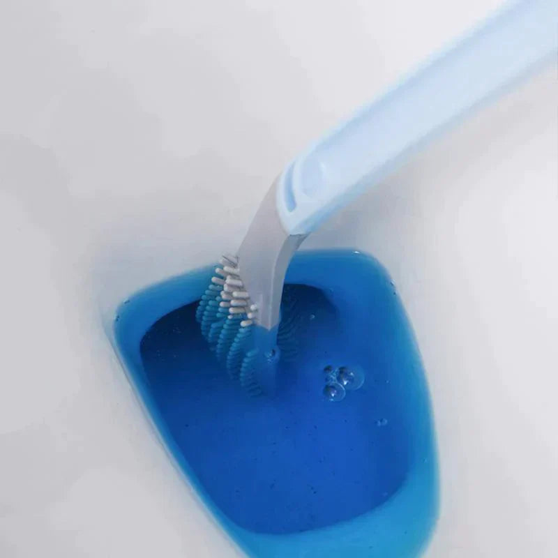 L-förmige Toilettenbürste aus TPR, flexibel, in Blau, Grün, Schwarz, Weiß, für effiziente Reinigung und Sauberkeit.