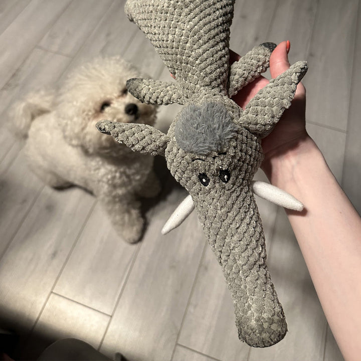 "Langlebiges Hundespielzeug Elefant aus Plüsch, ideal für kräftige Kauer, fördert Maulgesundheit."