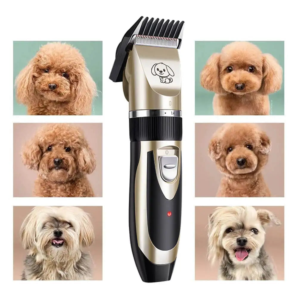 "Lautloser Felltrimmer für Hunde, flüsterleise, effizient, sanfte Schneideklingen, lange Akkulaufzeit, einfache Reinigung."