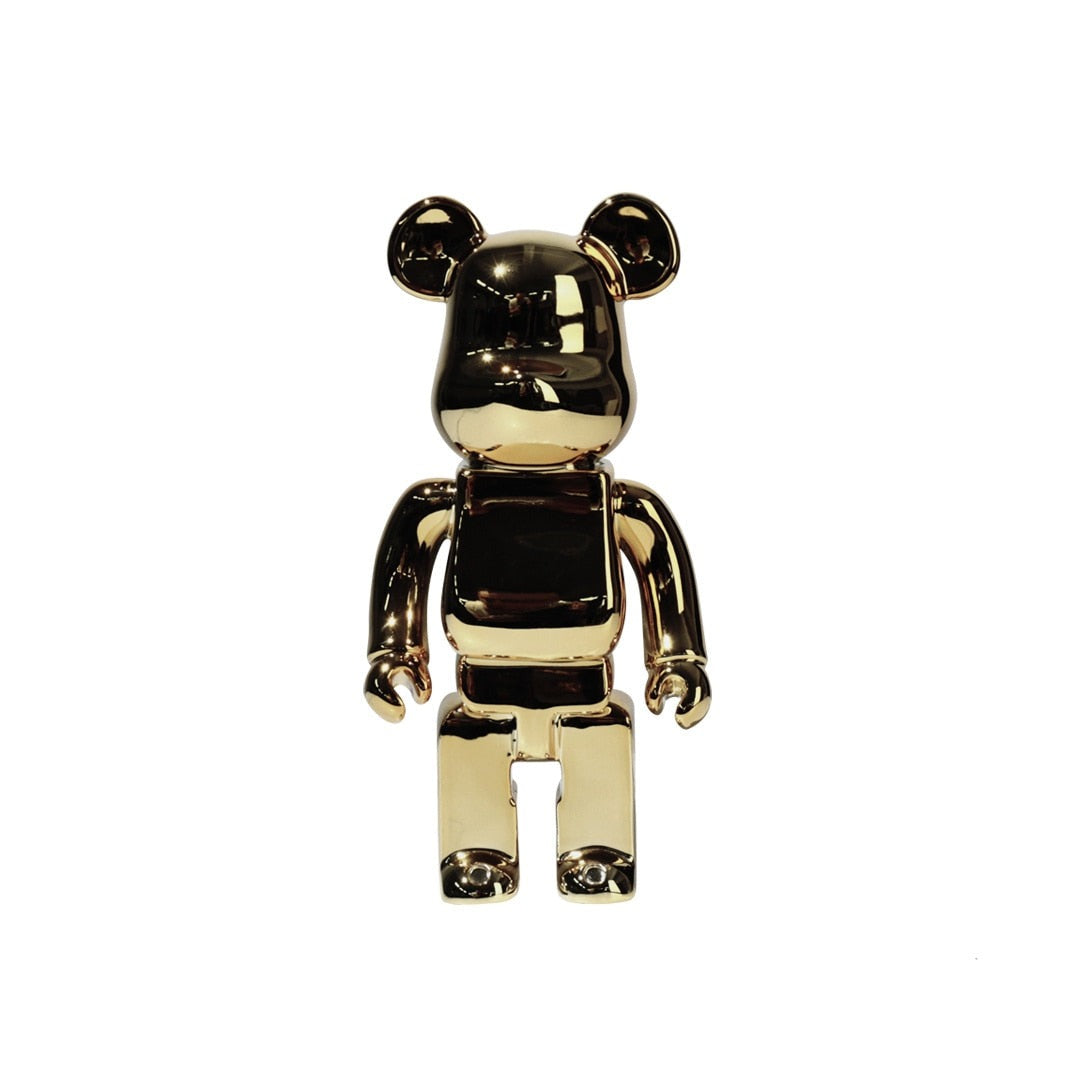 "Lebendige Bearbricks Skulptur mit buntem Design, ideal als stylische Tischdekoration und Sammlerfigur, aus Harz gefertigt."