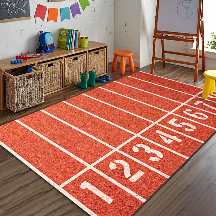"Lebhafter Heimdekor-Teppich mit Fußballfeld-Design, rutschfestem Untergrund und kratzfestem Material, ideal für Familien"
