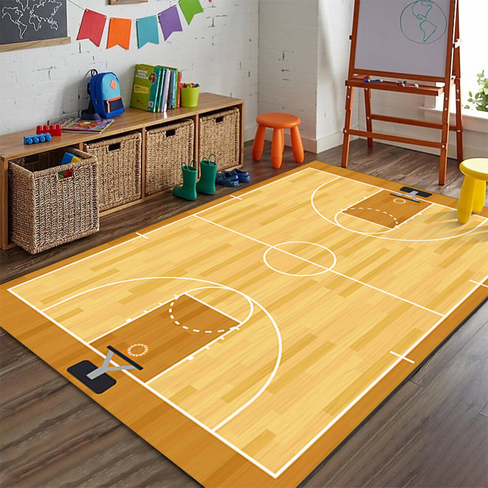 "Lebhafter Heimdekor-Teppich mit Fußballfeld-Design, rutschfestem Untergrund und kratzfestem Material, ideal für Familien"
