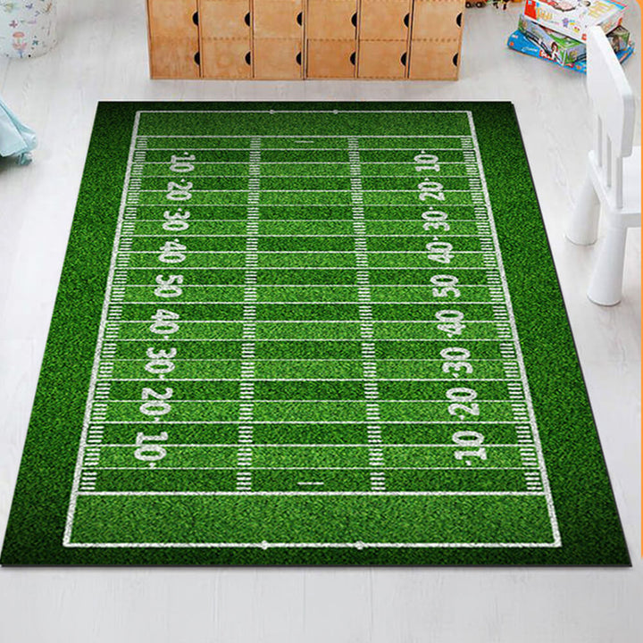 "Lebhafter Heimdekor-Teppich mit Fußballfeld-Design, rutschfestem Untergrund und kratzfestem Material, ideal für Familien"