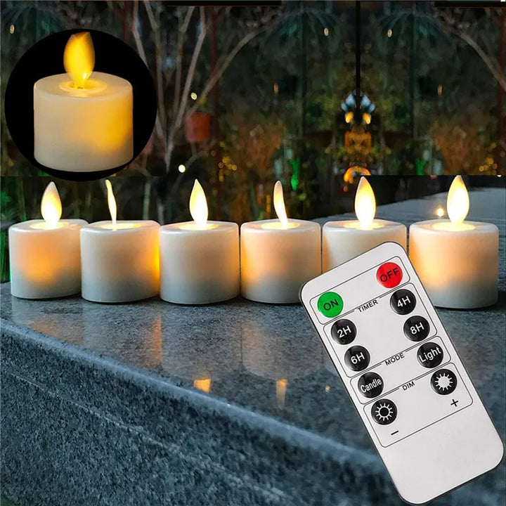 "LED-Lichterkerzen-Set mit realistischem Flackern, batteriebetrieben, inkl. Fernbedienung, perfekte Deko für gemütliche Stimm