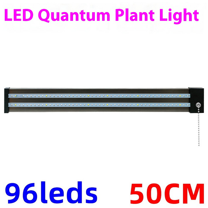 "LED Pflanzenlampe Vollspektrum, energieeffizient, mit Zugschalter, ideal für gesundes Pflanzenwachstum in Innenräumen."
