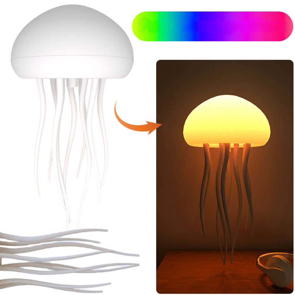 "LED Quallenlampe mit faszinierendem Licht, das täuschend echte Quallen im Wasser zeigt, für entspannende Atmosphäre."