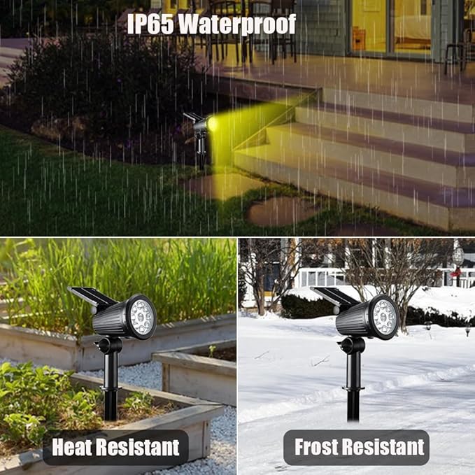 "LED Solar Gartenstrahler, wetterfest, fokussiertes Licht, perfekte Außenbeleuchtung. Ideal für Wege und Dekorationen."