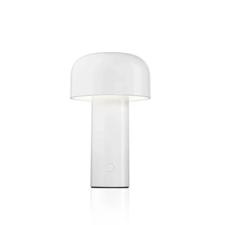 "LED Tischlampe in modernem Design mit dreifarbiger Dimmfunktion, warme, kühle und neutrale Lichtmodi sichtbar"