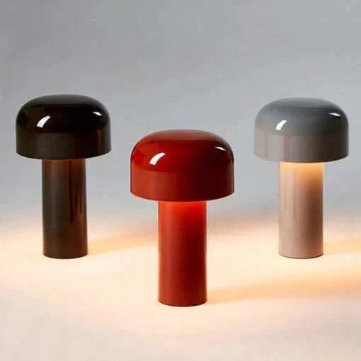 "LED Tischlampe in modernem Design mit dreifarbiger Dimmfunktion, warme, kühle und neutrale Lichtmodi sichtbar"