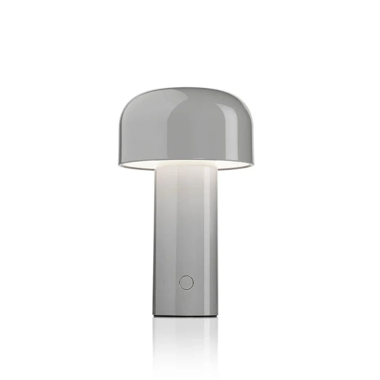 "LED Tischlampe in modernem Design mit dreifarbiger Dimmfunktion, warme, kühle und neutrale Lichtmodi sichtbar"