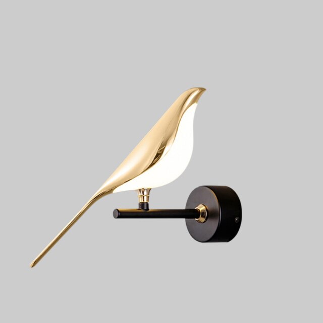LED Wandleuchte mit Vogelmotiv, nordischer Stil, warme LED-Lichter, kunstvolle Schatten, elegante Wanddekoration.