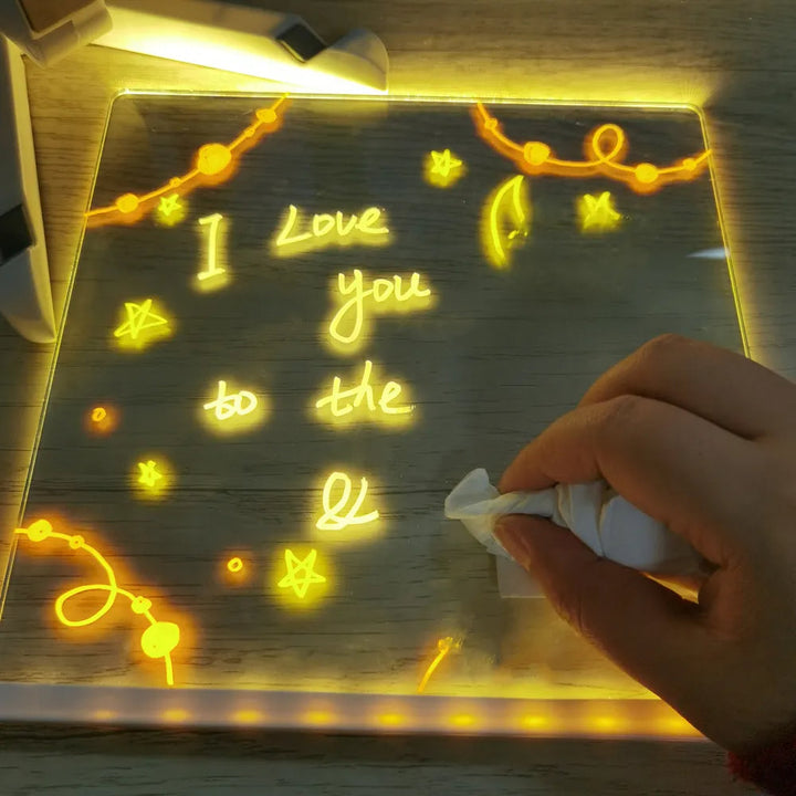 "LED-Zeichenplatte mit leuchtenden Farben, ideal für kreative Designs und Dekorationen. Leicht, tragbar, für Kinder geeignet.