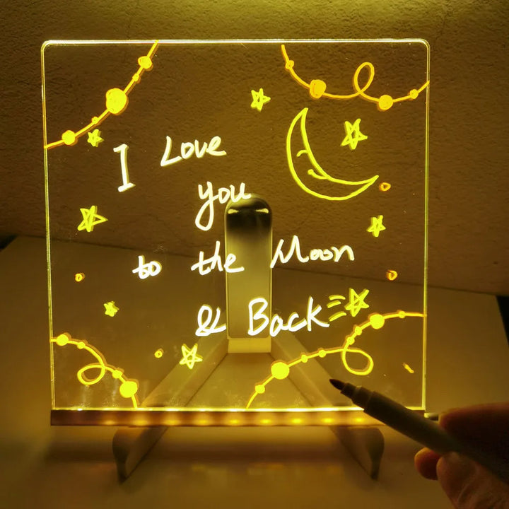 "LED-Zeichenplatte mit leuchtenden Farben, ideal für kreative Designs und Dekorationen. Leicht, tragbar, für Kinder geeignet.