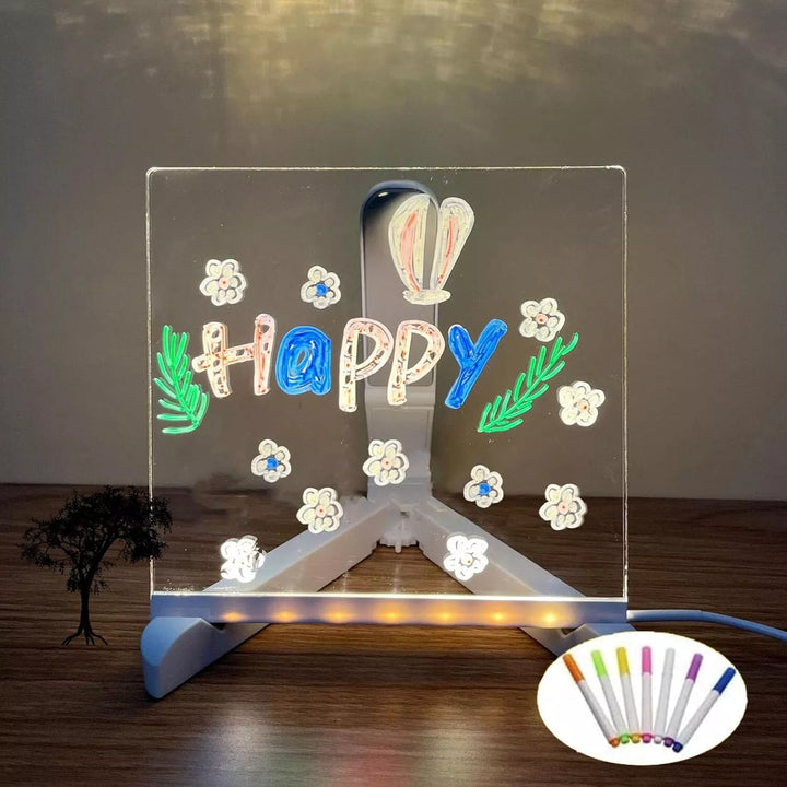 "LED-Zeichenplatte mit leuchtenden Farben, ideal für kreative Designs und Dekorationen. Leicht, tragbar, für Kinder geeignet.