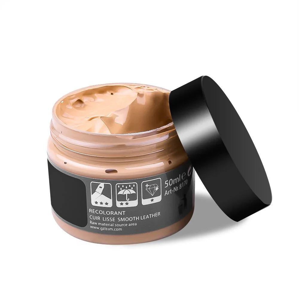 "Lederpflegecreme für strahlendes Leder, beige in Dose, sorgt für Glanz und Schutz von verblasstem Leder, vielseitig anwendba