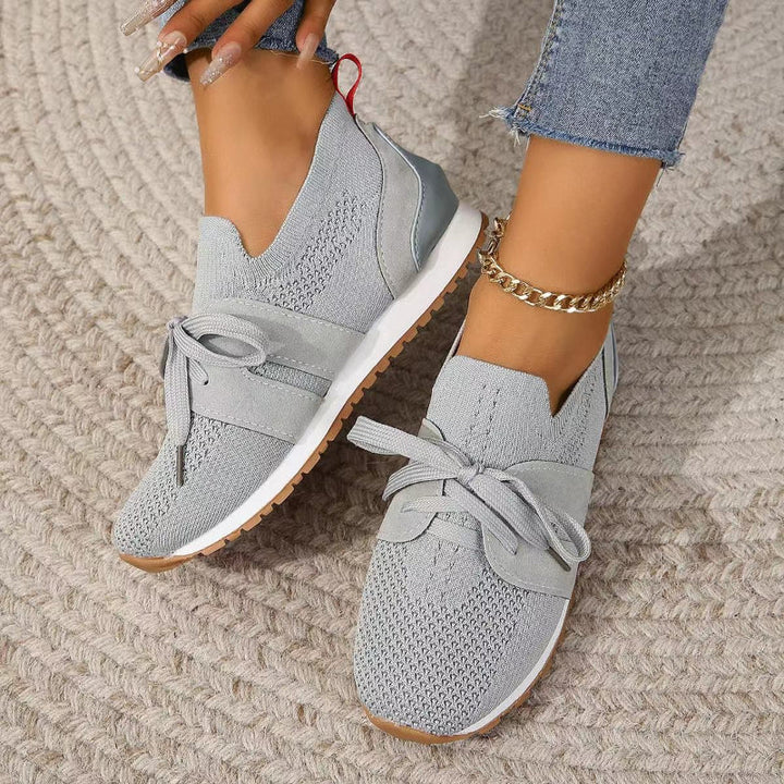 "Leichte Mesh-Sneaker Damen, orthopädisch, atmungsaktiv, grau, ideal für Komfort und Stil im Alltag"