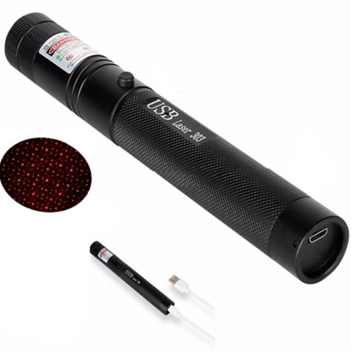 Leistungsstarker Laserpointer mit Aluminiumlegierung, einstellbarem Fokus; langreichweitiger Strahl in Rot, Grün, Lila.