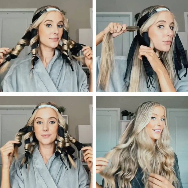 "LockenLeicht™️: sanftes Styling ohne Hitze, leicht & tragbar, ideal für schonende Locken in beige, weinrot, schwarz"