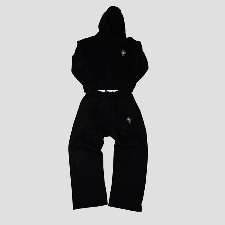 "Luxe Herren-Trainingsanzug in Grau & Schwarz, weiches Material, minimalistisches Design, komfortable Passform"