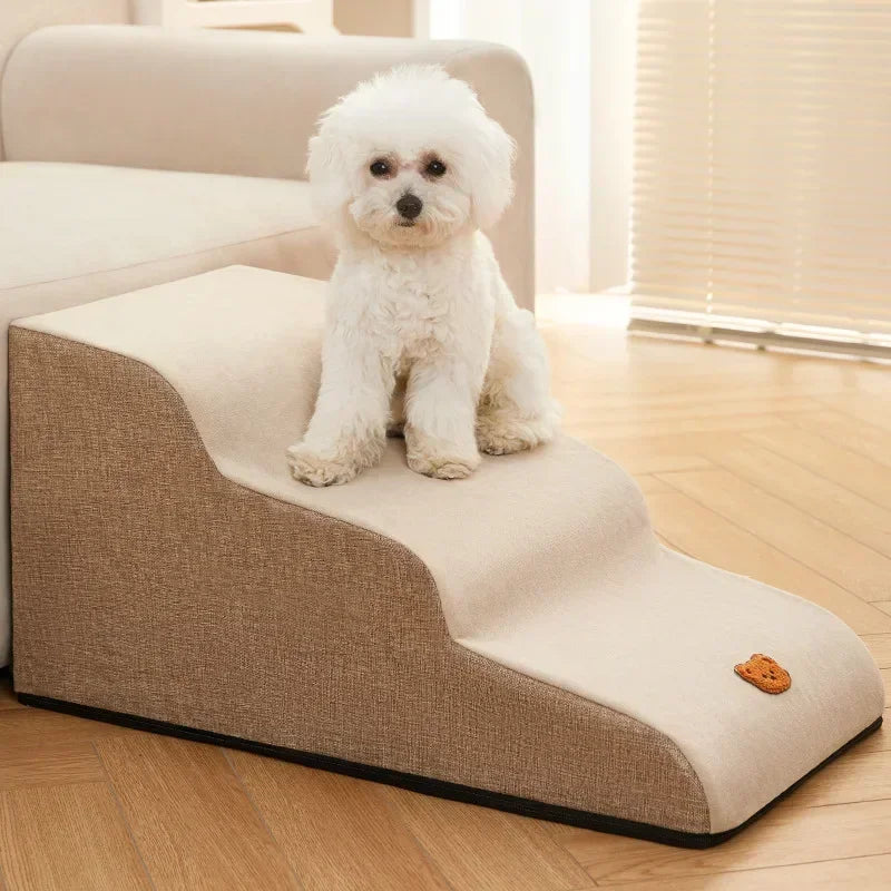 Luxuriöse Haustier-Treppe in Grau für Bett und Sofa, mit rutschfester Oberfläche, ideal für kleine oder ältere Tiere.