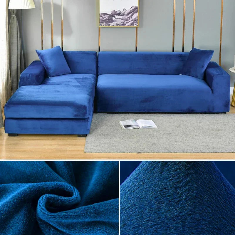 "Luxuriöser Stretch-Velours Sofabezug in elegantem Beige, faltenfrei, schützt Möbel, passt auf diverse Sofaformen und -größen