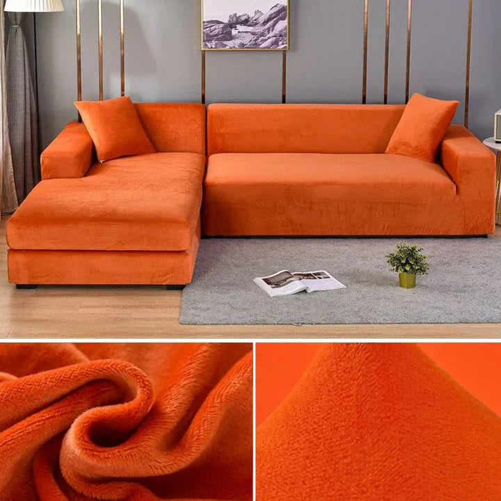 "Luxuriöser Stretch-Velours Sofabezug in elegantem Beige, faltenfrei, schützt Möbel, passt auf diverse Sofaformen und -größen