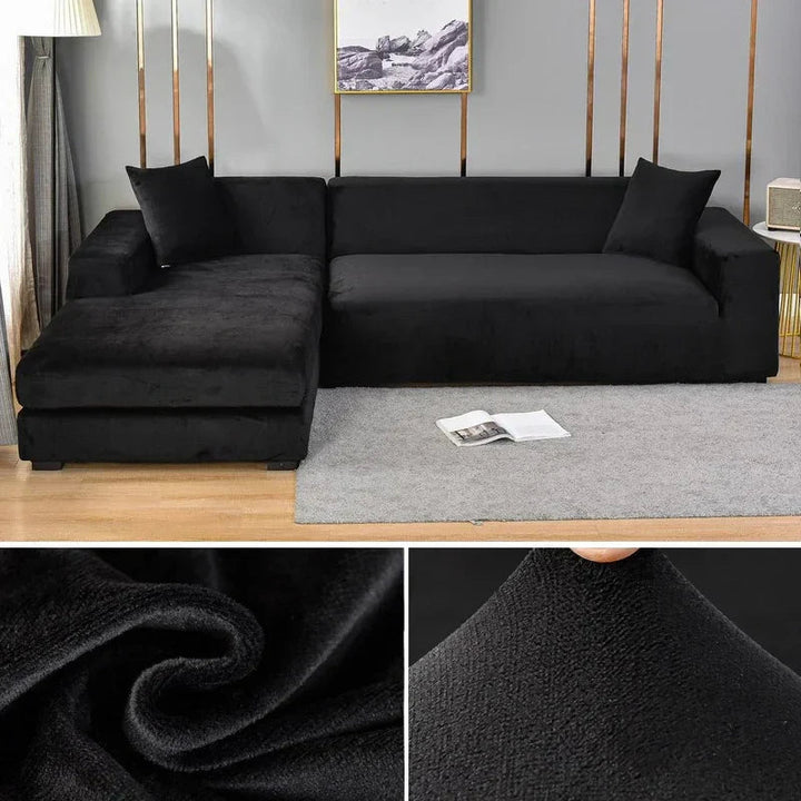"Luxuriöser Stretch-Velours Sofabezug in elegantem Beige, faltenfrei, schützt Möbel, passt auf diverse Sofaformen und -größen