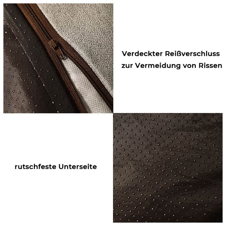 Luxuriöses, kratzfestes Hundebett mit orthopädischer Kopfstütze. Großes, bequemes Kissen für optimalen Hundekomfort.