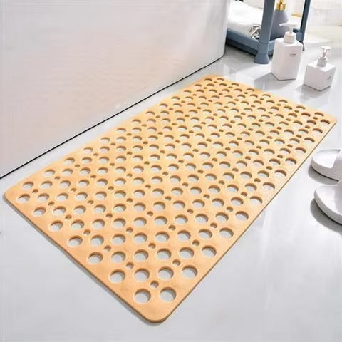 Luxus Anti-Rutsch Badezimmermatte aus grau-schimmelresistentem Material mit Saugnäpfen, rechteckig, pflegeleicht.