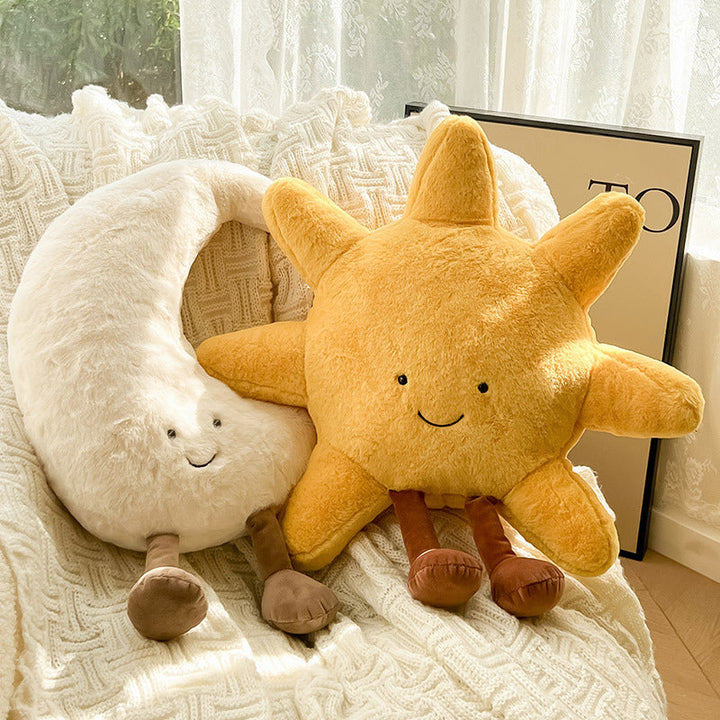 "Magisches Sonne-Mond-Kissen, weiches Design aus Polyester/Baumwolle, ideal für Dekor im Wohn- oder Schlafzimmer."