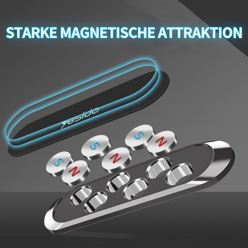 "Magnetische Telefonhalterung im Auto, kompakt mit 6 Magneten, an Armaturenbrett angebracht, montagefrei und sicher."