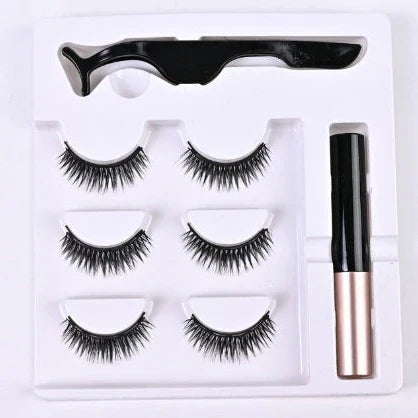 "Magnetische Wimpernverlängerung für mehr Volumen, natürliche Optik, einfaches Anbringen ohne Kleber, glamouröser Look."