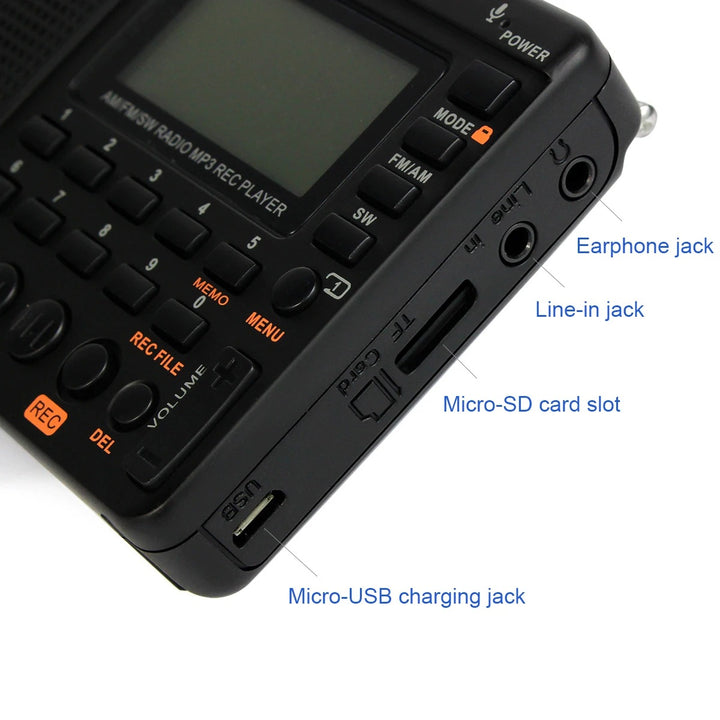 Tragbares Multiband-Radio mit Aufnahmefunktion