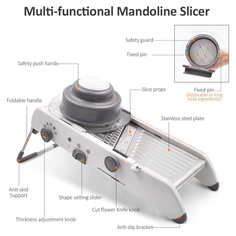 "Mandoline Gemüseschneider aus Edelstahl für präzise Gemüsehobel-Schnitte, verstellbare Klinge, robust und vielseitig"
