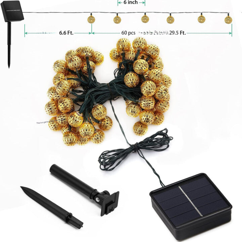 "Marokkanische Solar-Lichterketten, warmweiß, wetterfest, Metallkugeln, für stilvolle Gartenbeleuchtung"