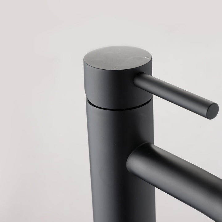 "Mattschwarze Einhebel-Waschtischarmatur mit modernem Design, elegantes Finish, ideal für stilvolle Badezimmer."