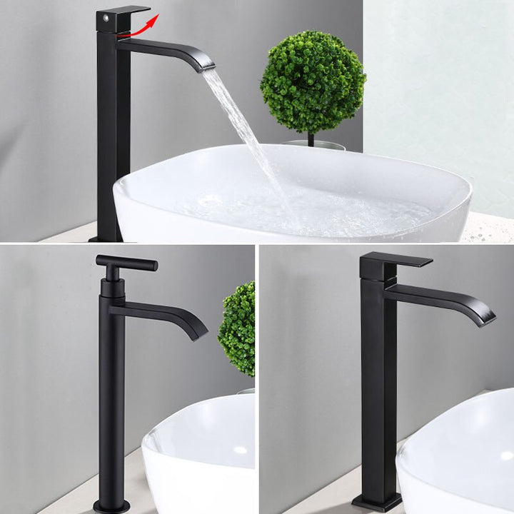 "Mattschwarze Einhebel-Waschtischarmatur mit modernem Design, elegantes Finish, ideal für stilvolle Badezimmer."