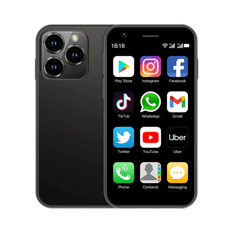 "Mini Android-Smartphone, 3-Zoll-Touchscreen, Dual-SIM, kompakte Größe, technologie, mobil, funktionsreich, schwarz"