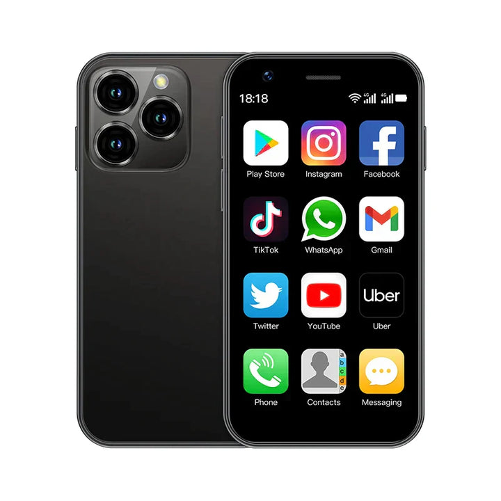 "Mini Android-Smartphone, 3-Zoll-Touchscreen, Dual-SIM, kompakte Größe, technologie, mobil, funktionsreich, schwarz"