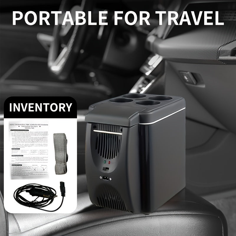 Mini-Kühlschrank im Auto, 6L Kapazität, tragbar, DC 12V, kompakter Kühler, verstellbar, ideal für Reisen und Camping.