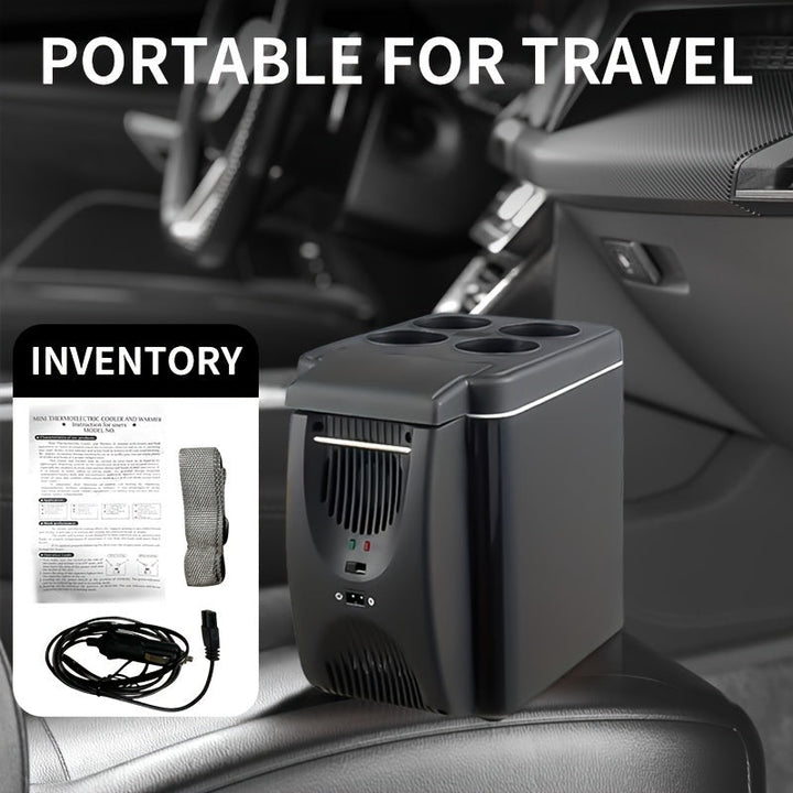 Mini-Kühlschrank im Auto, 6L Kapazität, tragbar, DC 12V, kompakter Kühler, verstellbar, ideal für Reisen und Camping.