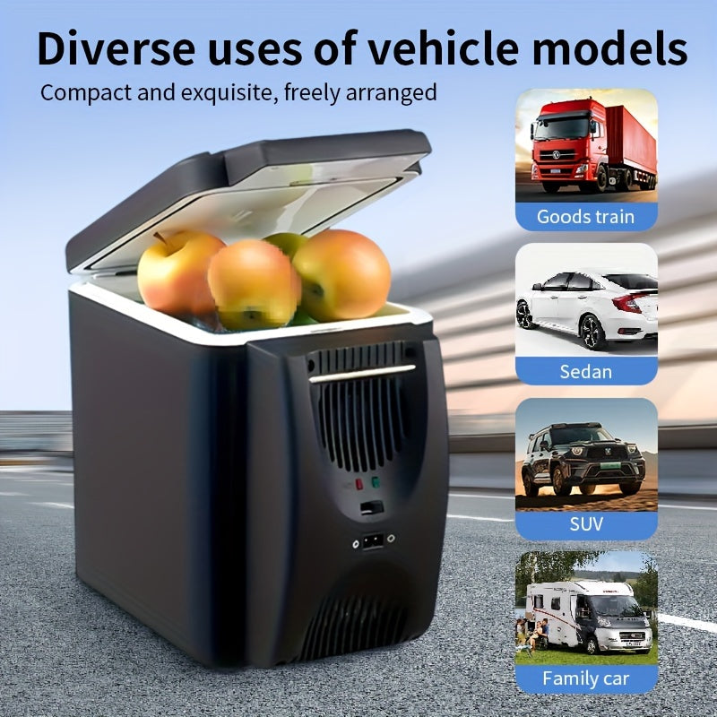 Mini-Kühlschrank im Auto, 6L Kapazität, tragbar, DC 12V, kompakter Kühler, verstellbar, ideal für Reisen und Camping.