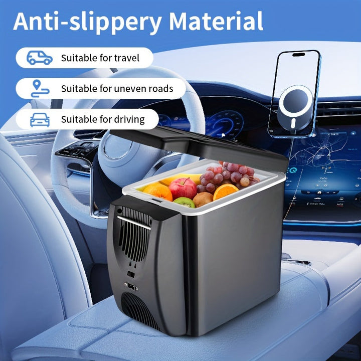 Mini-Kühlschrank im Auto, 6L Kapazität, tragbar, DC 12V, kompakter Kühler, verstellbar, ideal für Reisen und Camping.