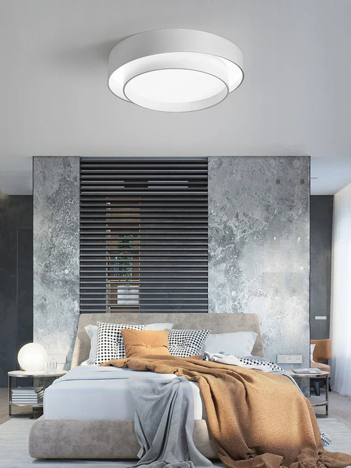 "Minimalistische NordicAura LED Deckenleuchte in Weiß, flaches Design, energieeffizient, gleichmäßige Beleuchtung für Wohnzim
