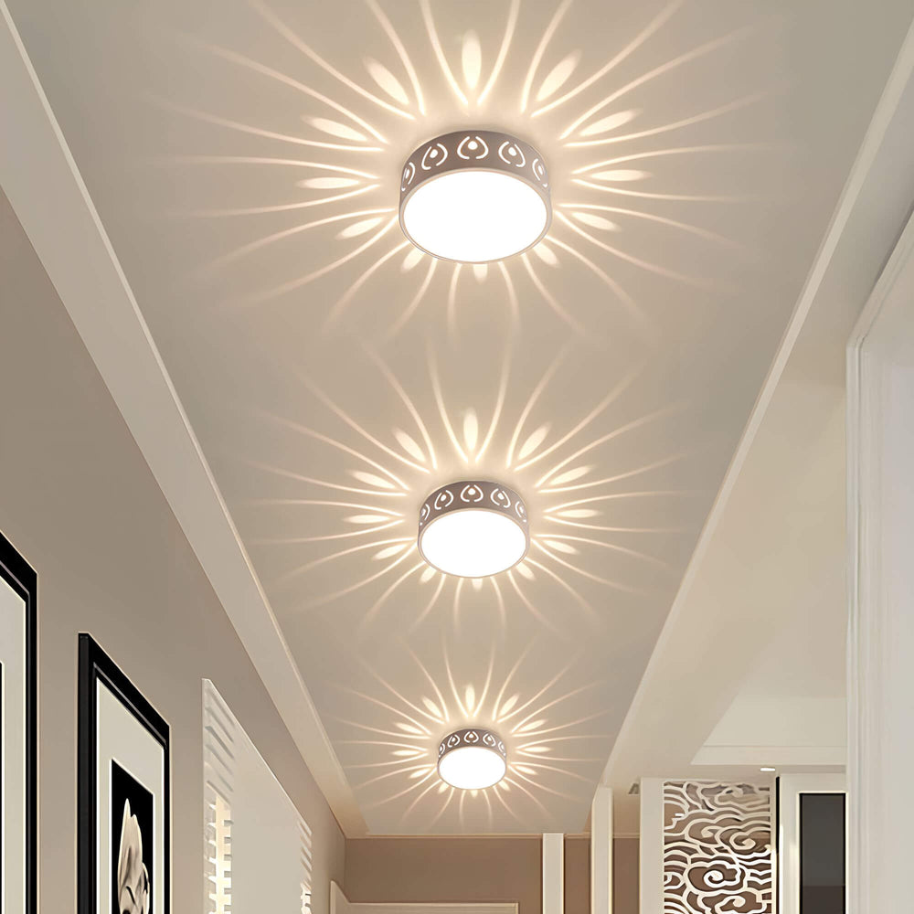"Moderne LED-Deckenleuchte, energieeffizient mit 30 cm Durchmesser, ideal für Flur oder Balkon, in Felwit und Warmweiß."