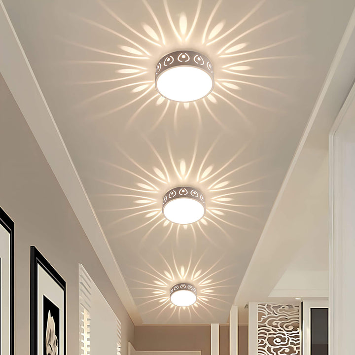 "Moderne LED-Deckenleuchte, energieeffizient mit 30 cm Durchmesser, ideal für Flur oder Balkon, in Felwit und Warmweiß."