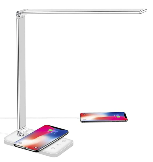 "Moderne LED-Tischlampe mit flexiblem Design, USB-Ladefunktion, verstellbarem Lichtwinkel und nachhaltiger LED-Technologie."