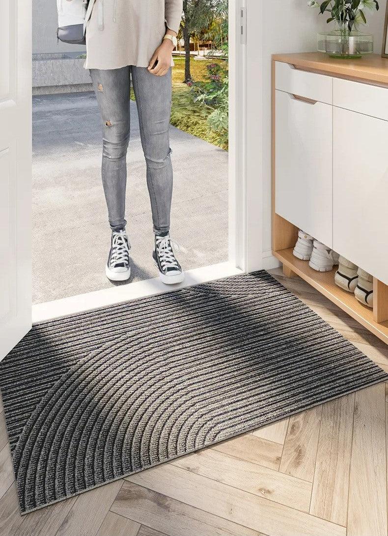 "Moderne rutschfeste PVC-Fußmatte, rechteckig, grün, perfekt für stilvolle Eingangsbereiche."