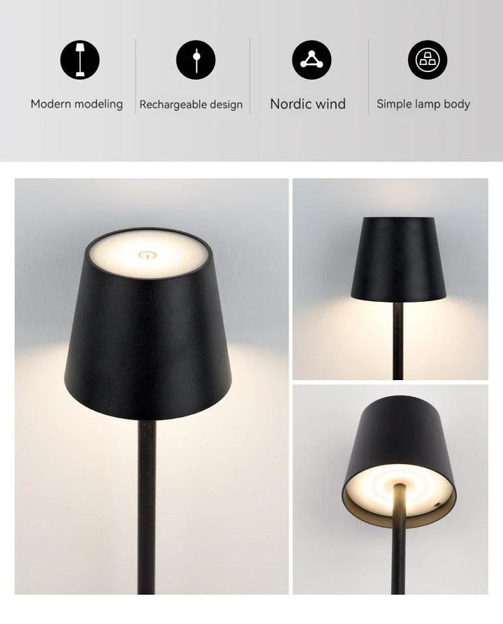 "Moderne Touch LED-Tischleuchte, stilvolle Optik, minimalistisch, energieeffizient, berührungssteuerung für Wohnräume."