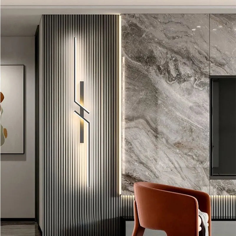 "Moderne Wandlampe mit geometrischem Design, klaren Linien und minimalistisch für elegante Innenbeleuchtung geeignet."